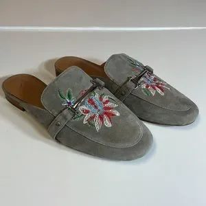 Franco Sarto Women's Dalton2 Mule - Suede & Brocade Slide With Metallic Strap